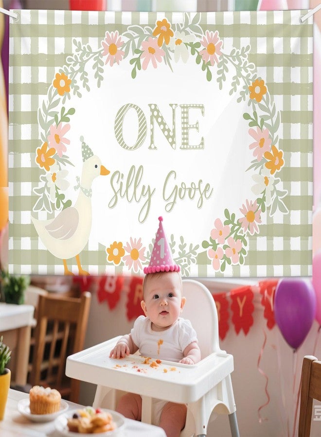 ميهوفوند خلفية MEHOFOND مقاس 6 × 3.6 قدم بتصميم أوزة مرحة، زينة عيد الميلاد الأول للأولاد، لافتة خضراء منقوشة لحفلة عيد الميلاد الأول، لوازم حفلات عيد ميلاد برسومات كرتونية لطيفة - Image 4